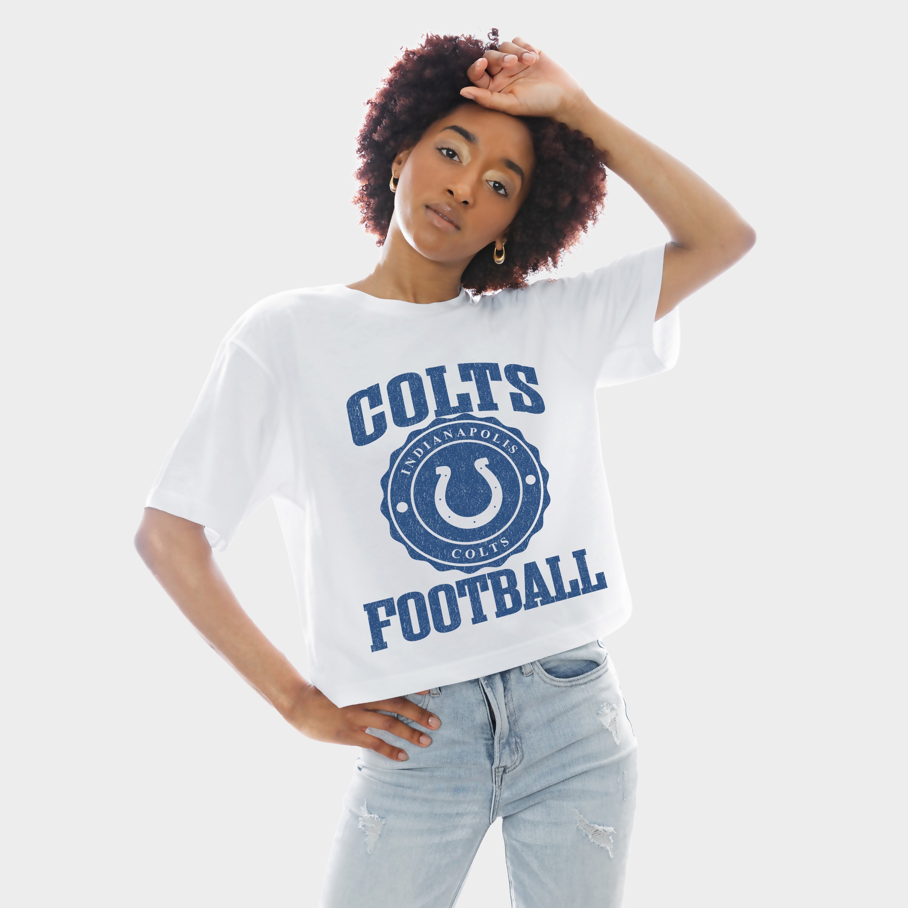 INDIANAPOLIS COLTS RETRO PLAY BOXY FIT CROPPED TEE