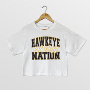 IOWA HAWKEYES DEEP ROOTS BOXY FIT WOMEN'S CROPPED TEE