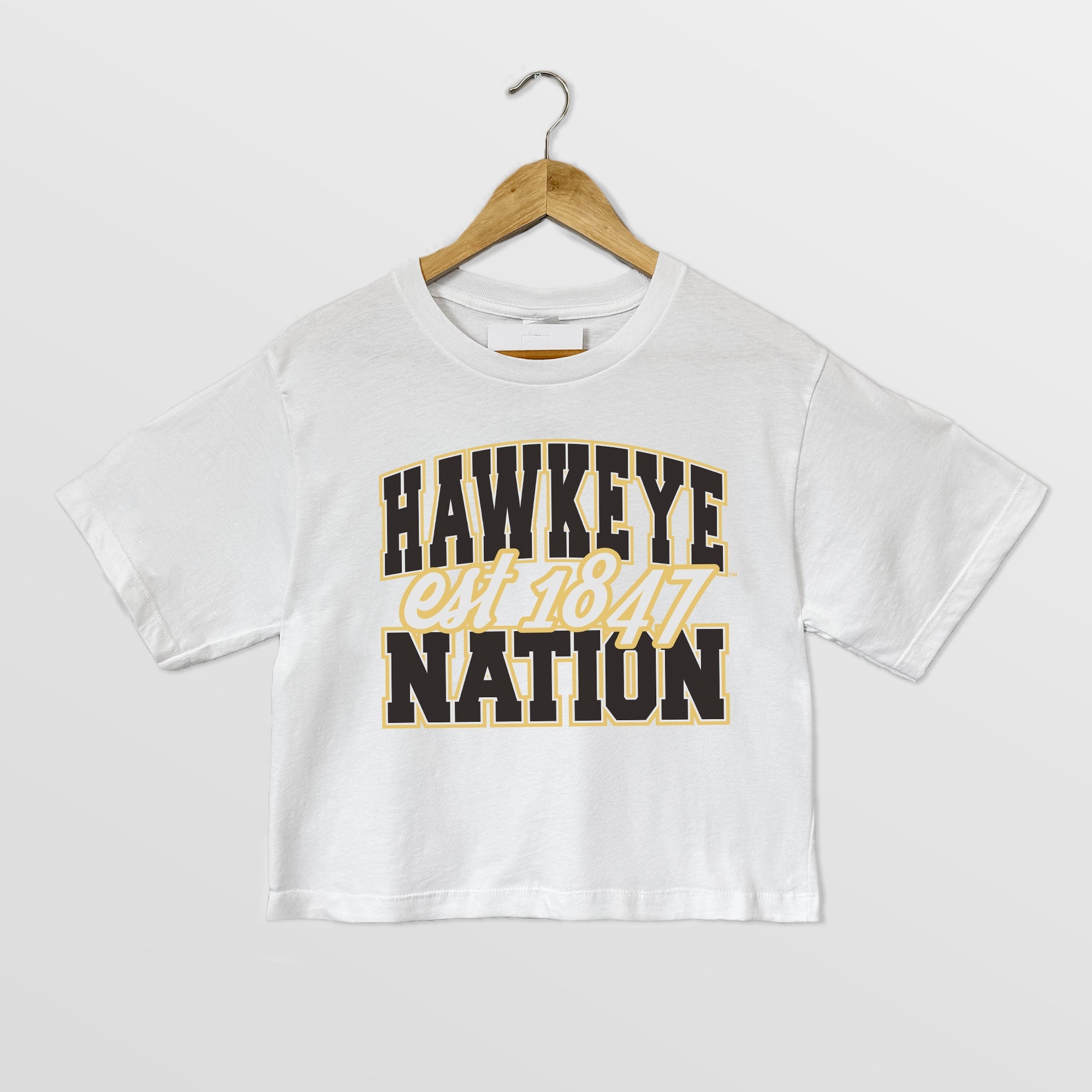 IOWA HAWKEYES DEEP ROOTS BOXY FIT WOMEN'S CROPPED TEE
