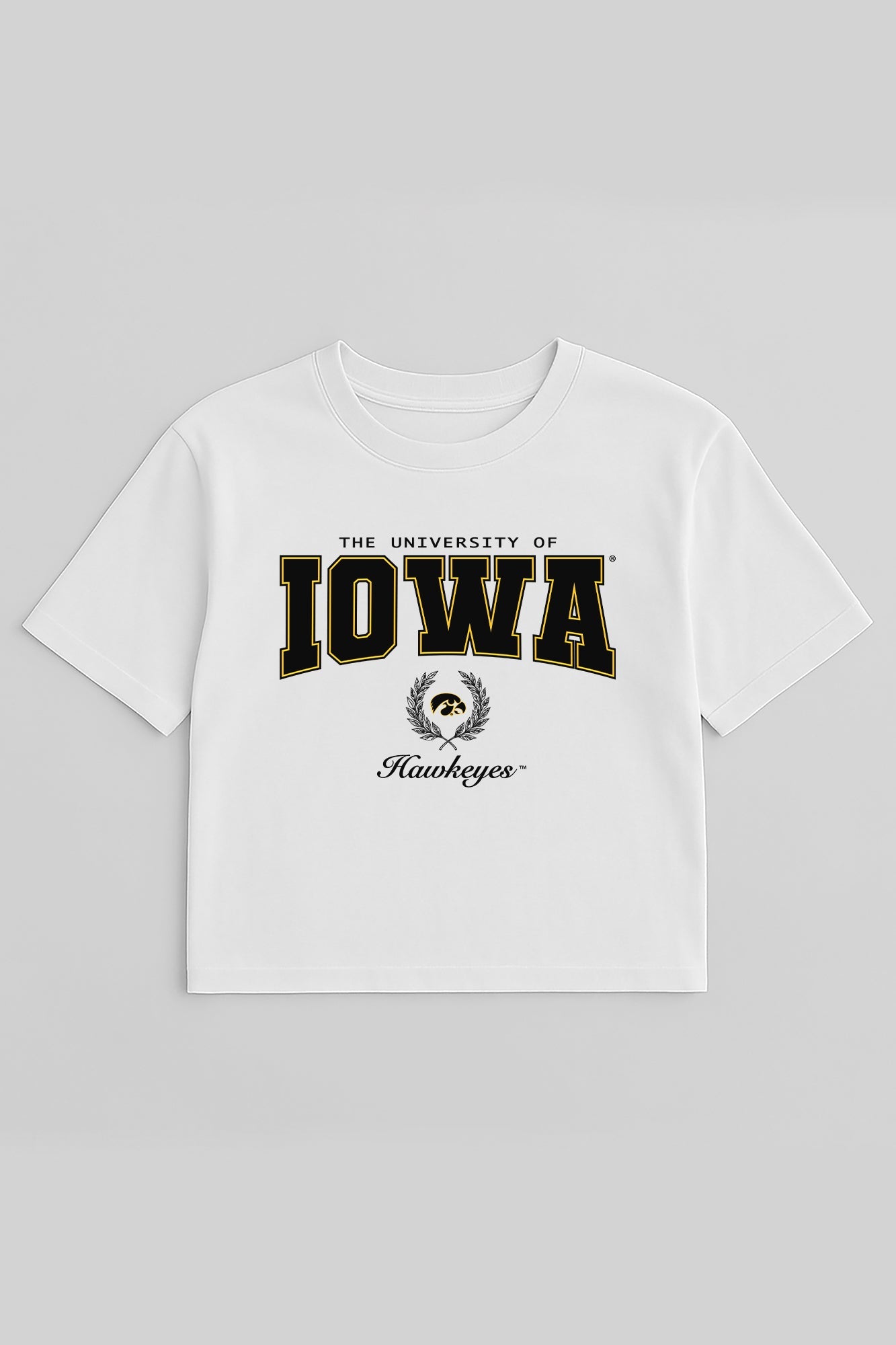 IOWA HAWKEYES EASY WIN BOXY FIT CROP TEE