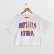 NORTHERN IOWA PANTHERS DEEP ROOTS BOXY FIT WOMEN'S CROPPED TEE