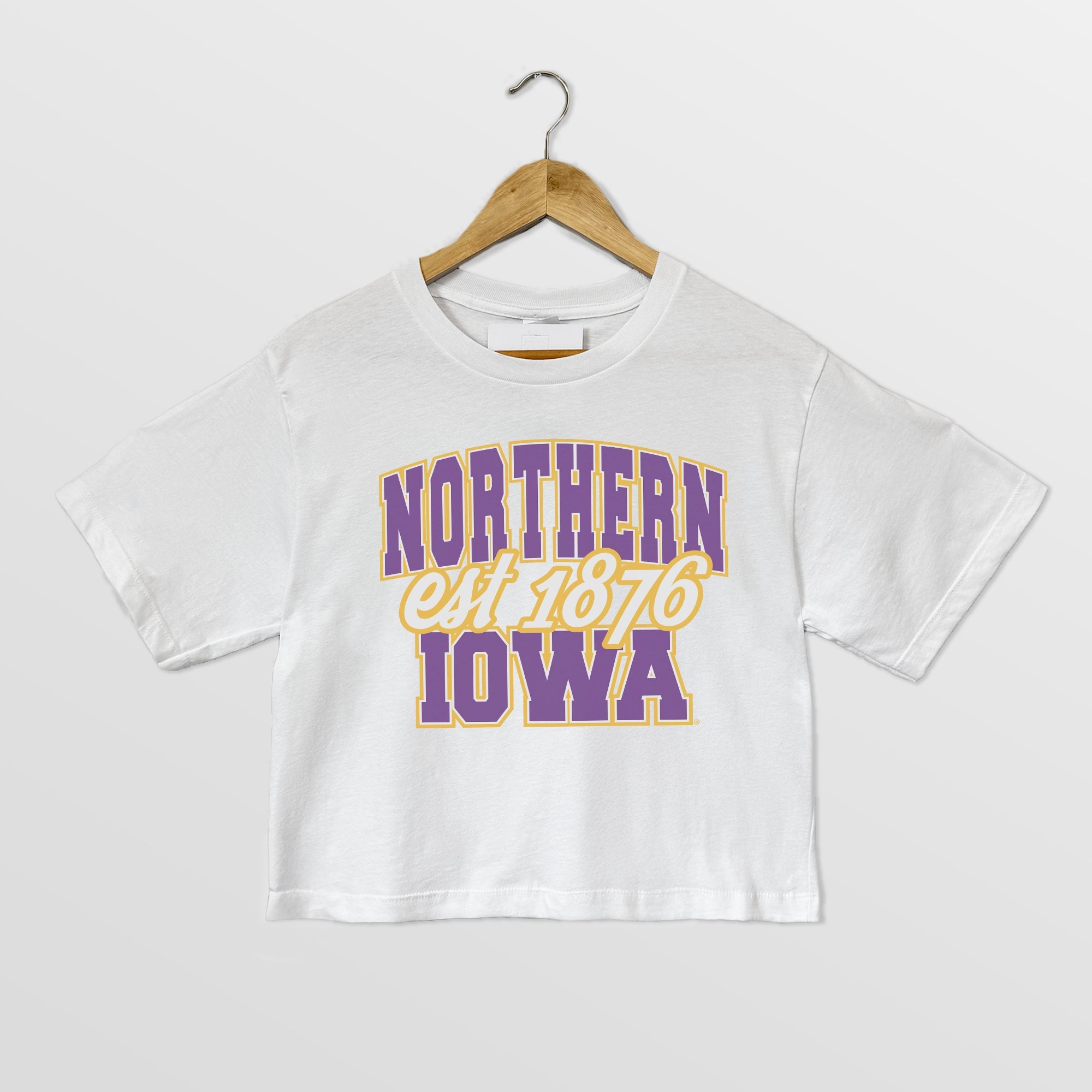 NORTHERN IOWA PANTHERS DEEP ROOTS BOXY FIT WOMEN'S CROPPED TEE