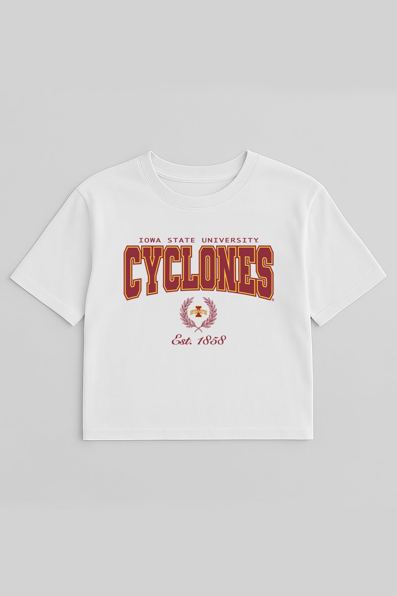 IOWA STATE CYCLONES EASY WIN BOXY FIT CROP TEE