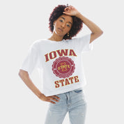 IOWA STATE CYCLONES RETRO PLAY BOXY FIT CROPPED TEE