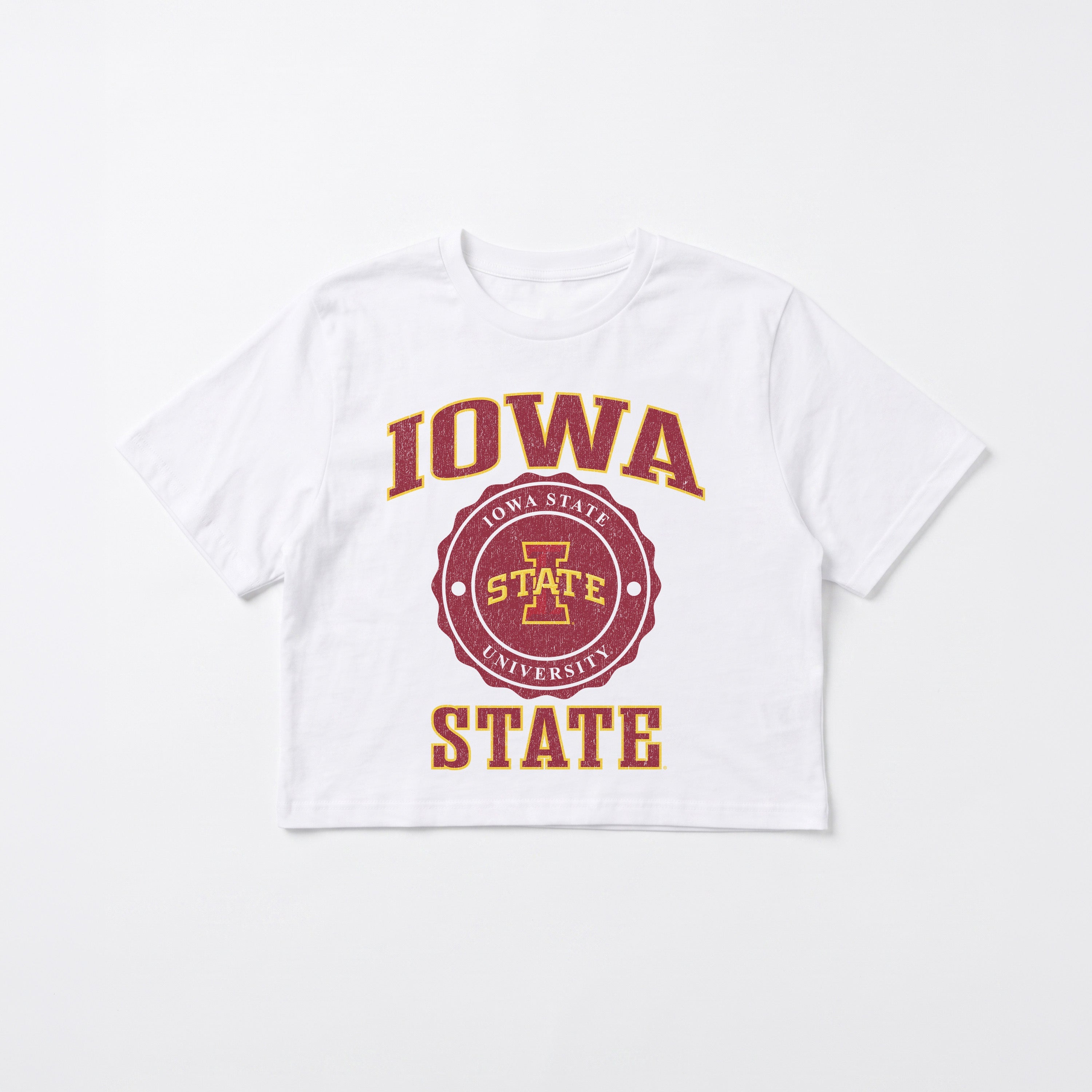 IOWA STATE CYCLONES RETRO PLAY BOXY FIT CROPPED TEE