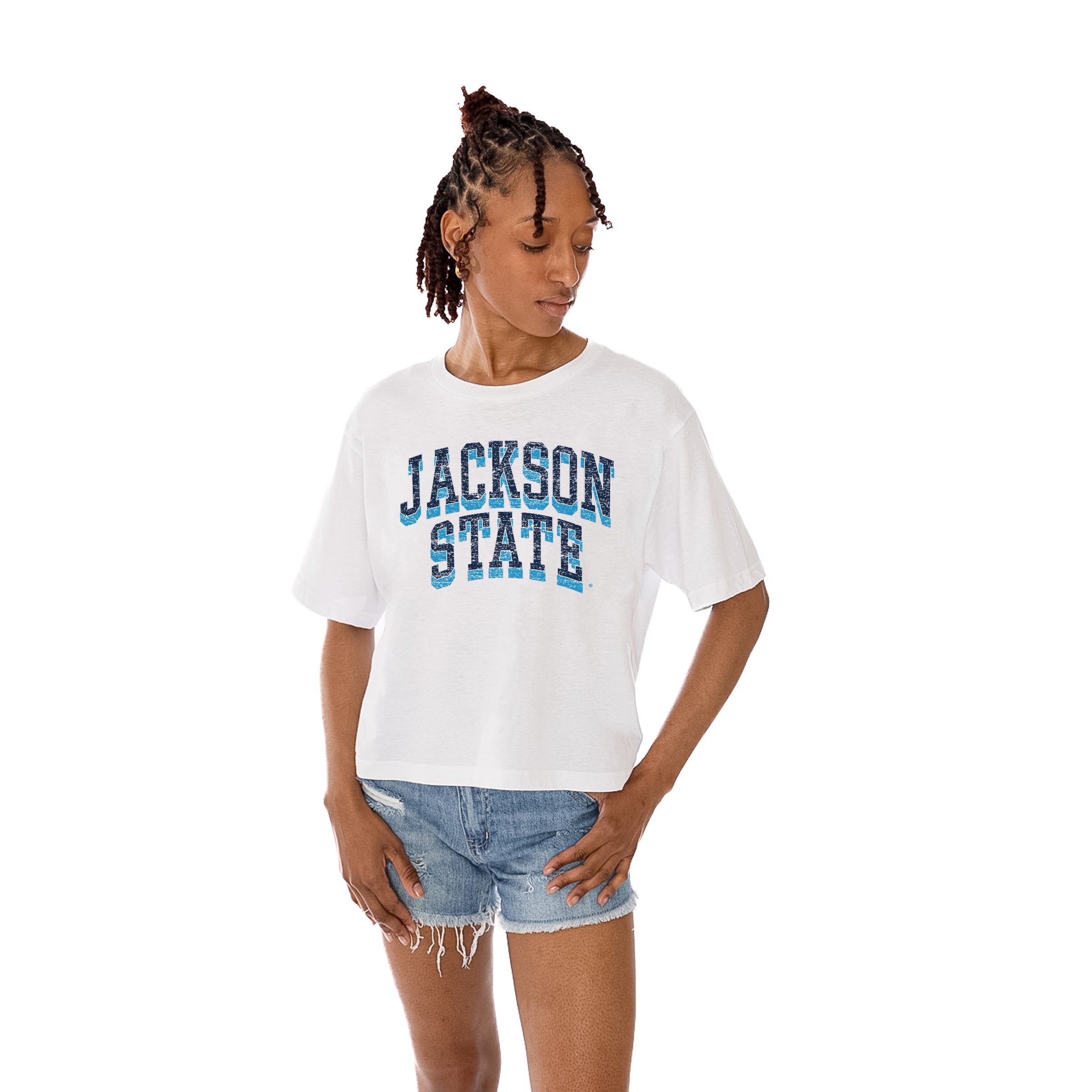 JACKSON STATE TIGERS Claim To Fame Boxy-Fit Crop Tee
