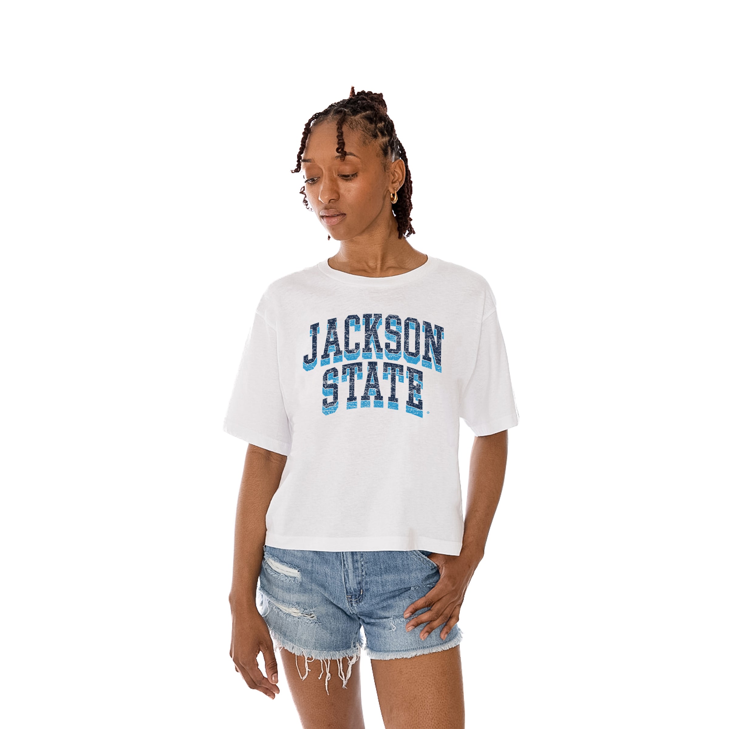 JACKSON STATE TIGERS Claim To Fame Boxy-Fit Crop Tee