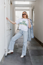 JACKSONVILLE DOLPHINS CLAIM TO FAME BOXY FIT WOMEN'S CROPPED TEE