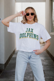 JACKSONVILLE DOLPHINS CLAIM TO FAME BOXY FIT WOMEN'S CROPPED TEE