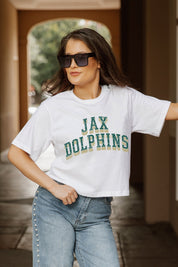 JACKSONVILLE DOLPHINS CLAIM TO FAME BOXY FIT WOMEN'S CROPPED TEE