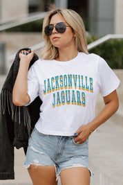 JACKSONVILLE JAGUARS CLAIM TO FAME BOXY FIT WOMEN'S CROPPED TEE