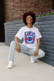 KANSAS JAYHAWKS BASES LOADED BOXY FIT WOMEN'S CROP TEE