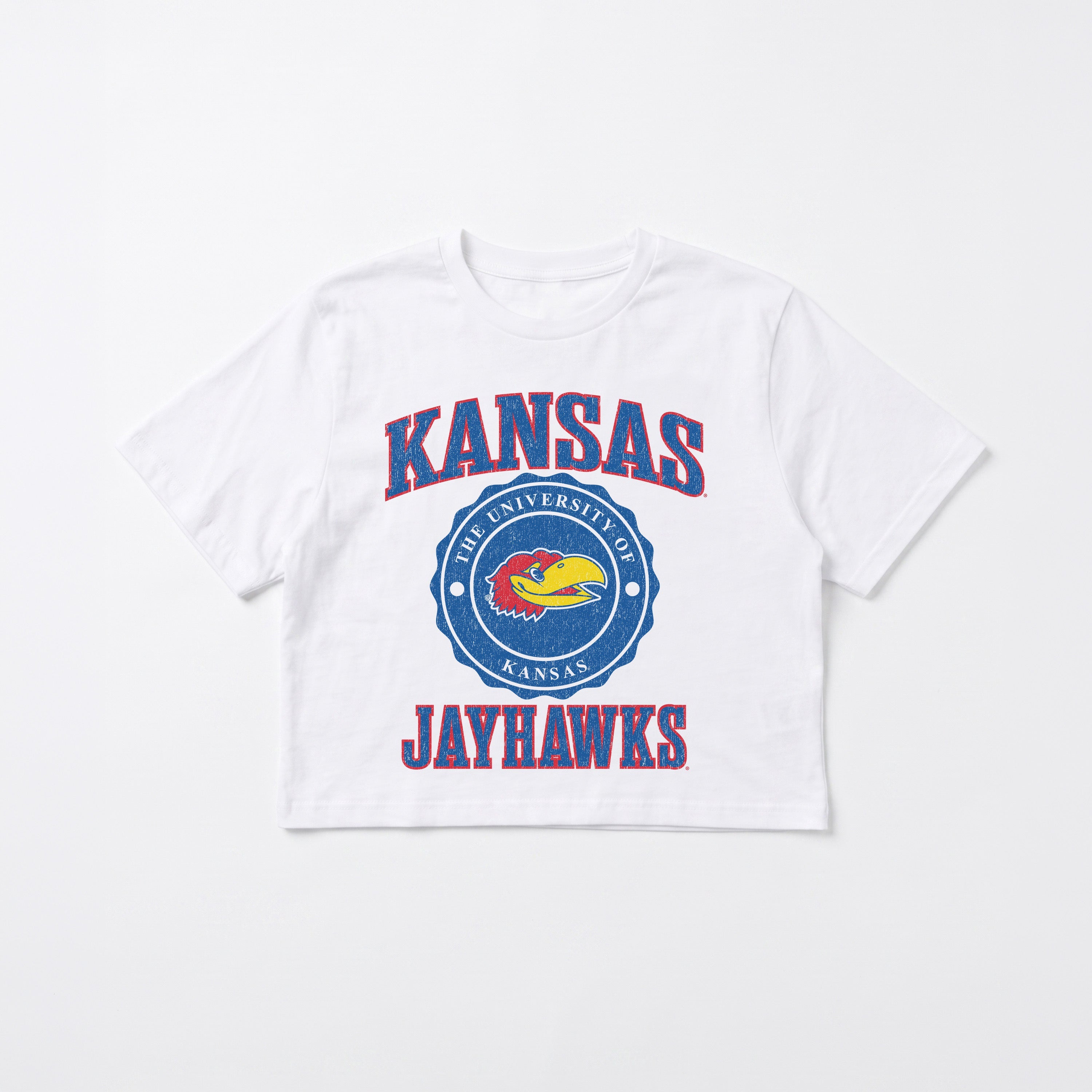 KANSAS JAYHAWKS RETRO PLAY BOXY FIT CROPPED TEE