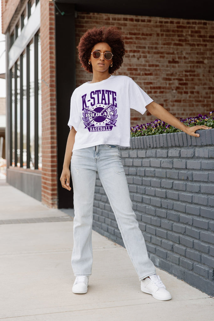 KANSAS STATE WILDCATS BASES LOADED BOXY FIT WOMEN'S CROP TEE