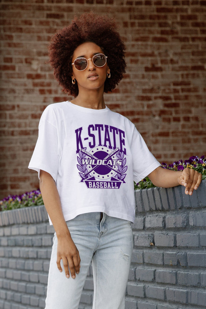 KANSAS STATE WILDCATS BASES LOADED BOXY FIT WOMEN'S CROP TEE