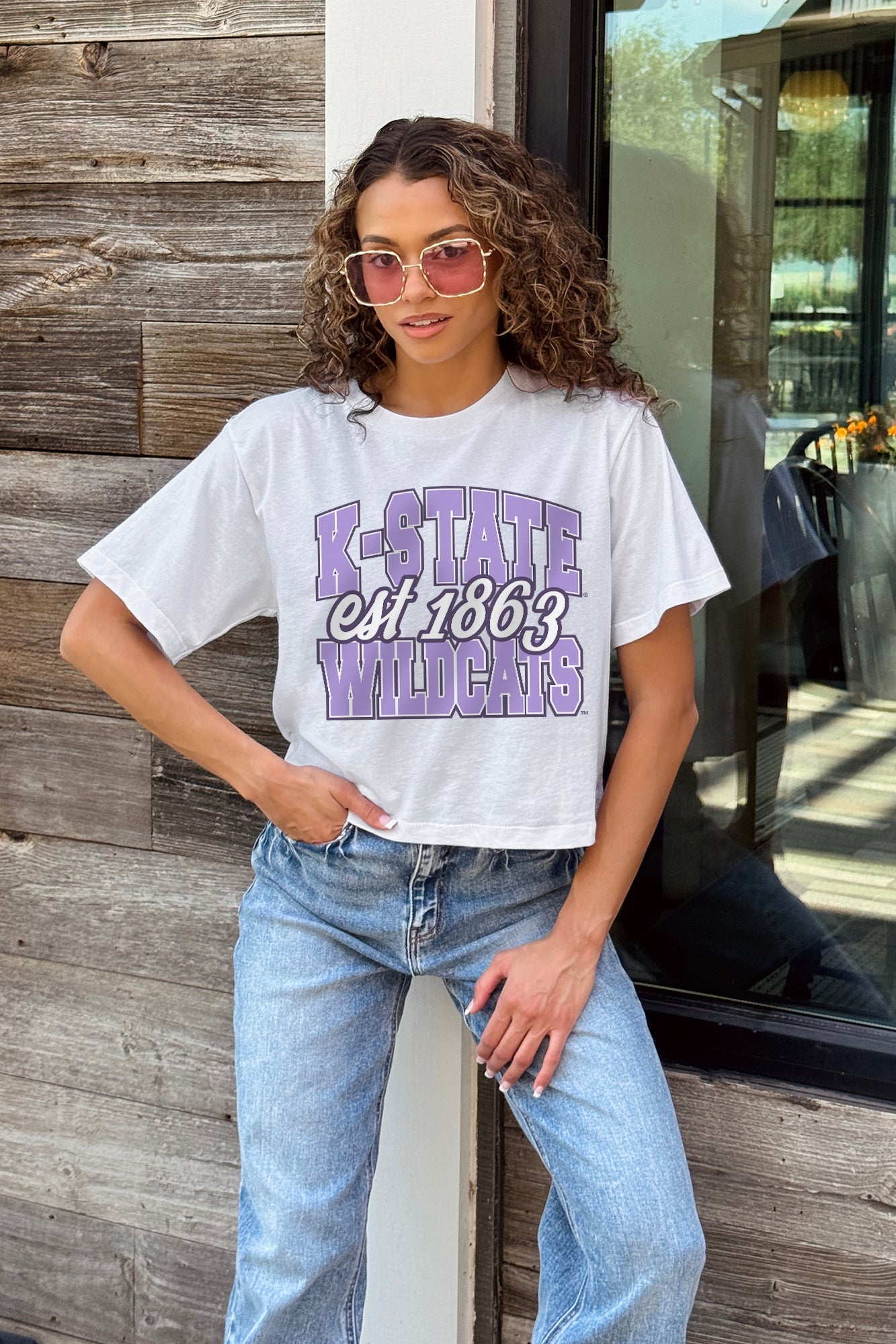 KANSAS STATE WILDCATS DEEP ROOTS BOXY FIT WOMEN'S CROPPED TEE