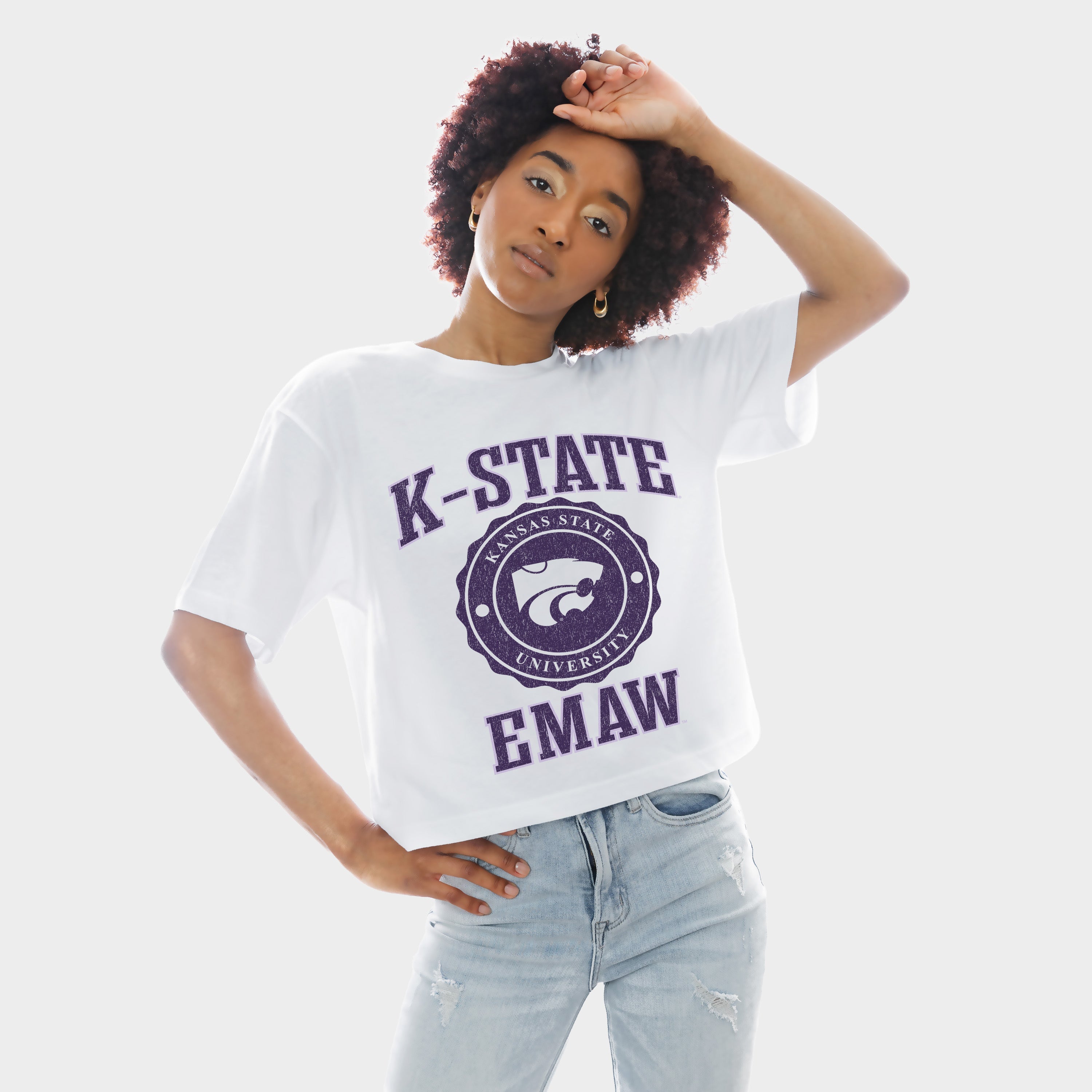 KANSAS STATE WILDCATS RETRO PLAY BOXY FIT CROPPED TEE