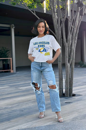LOS ANGELES RAMS GAMEDAY GOALS BOXY FIT WOMEN'S CROP TEE