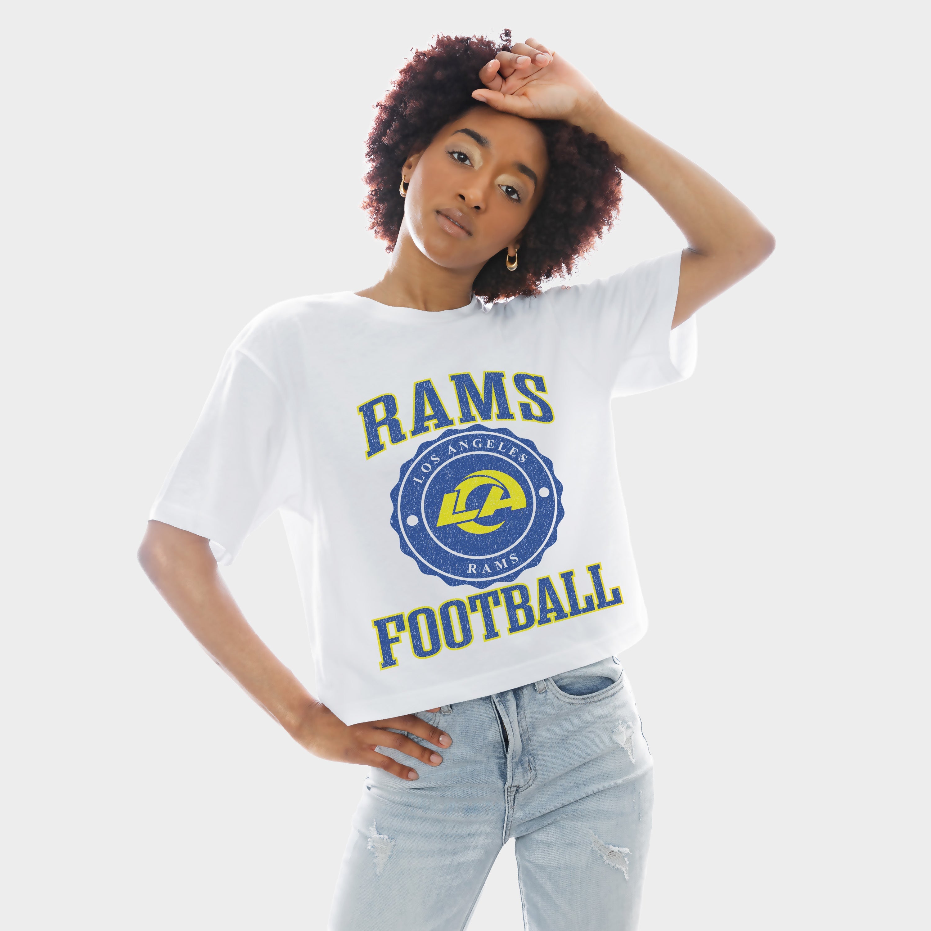 LOS ANGELES RAMS RETRO PLAY BOXY FIT CROPPED TEE