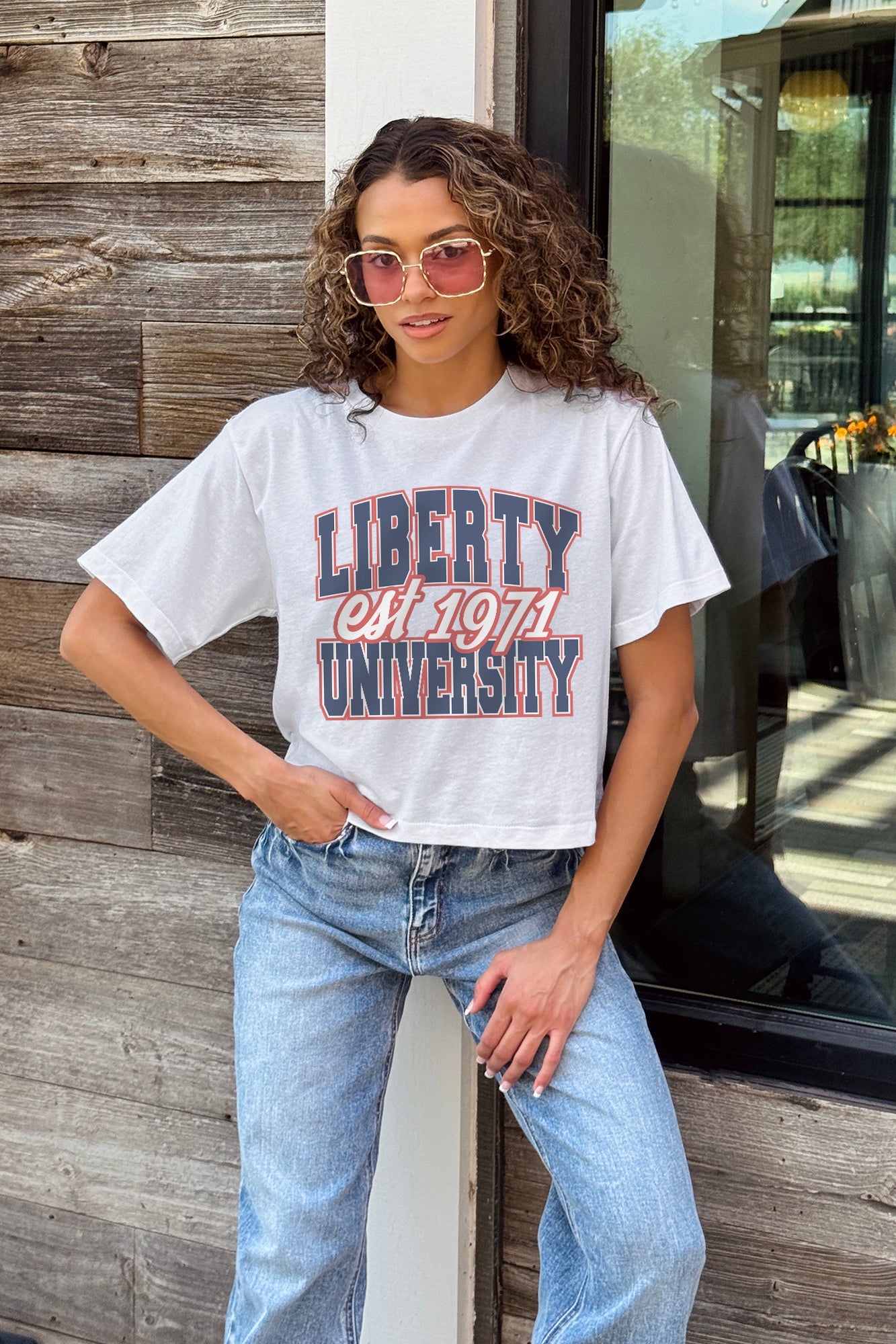 LIBERTY FLAMES DEEP ROOTS BOXY FIT WOMEN'S CROPPED TEE