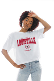 LOUISVILLE CARDINALS EASY WIN BOXY FIT CROP TEE