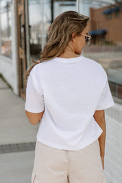 White LSU TIGERS To The Point Boxy Crop Tee - Back View | Gameday Couture - SOHO