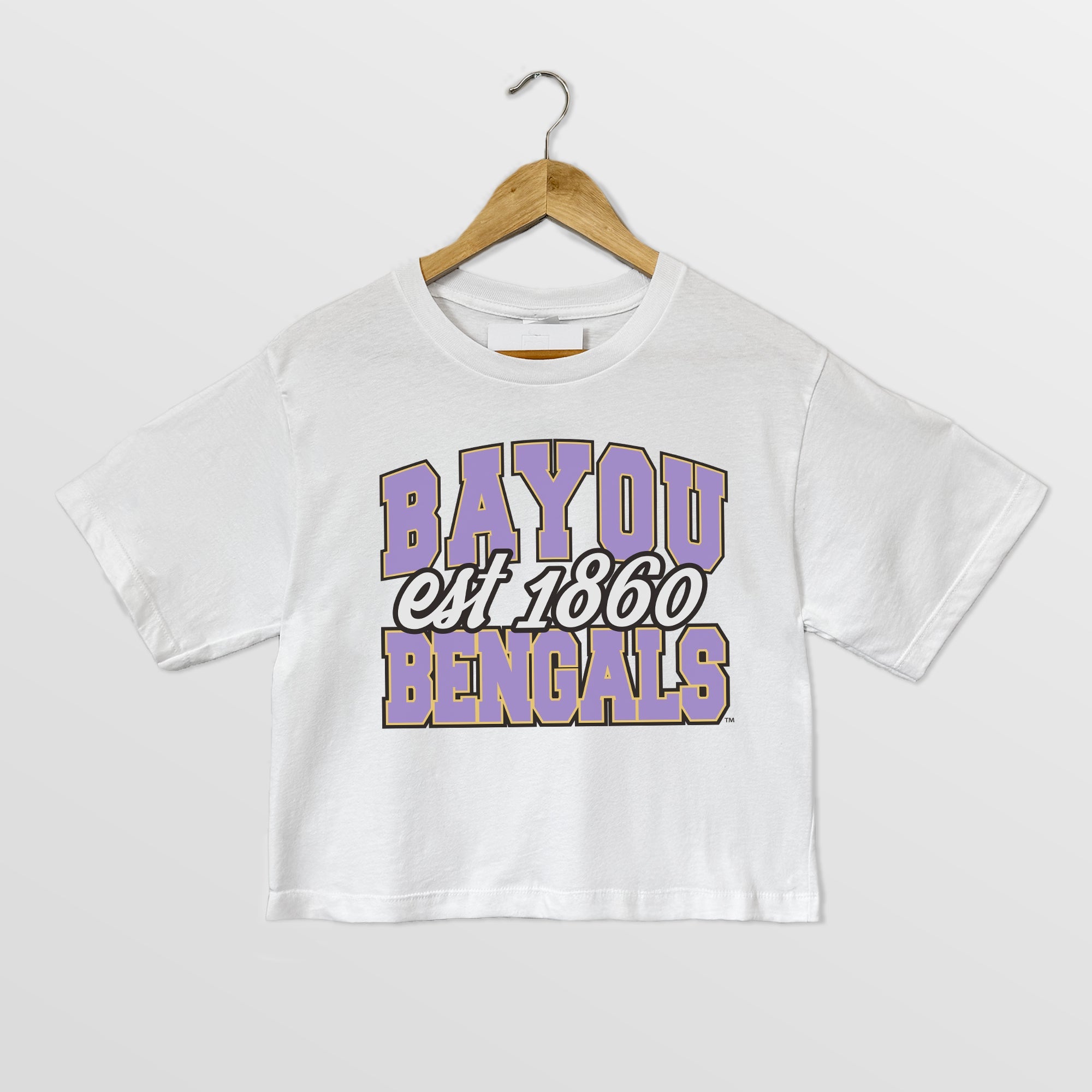 LSU TIGERS DEEP ROOTS BOXY FIT WOMEN'S CROPPED TEE