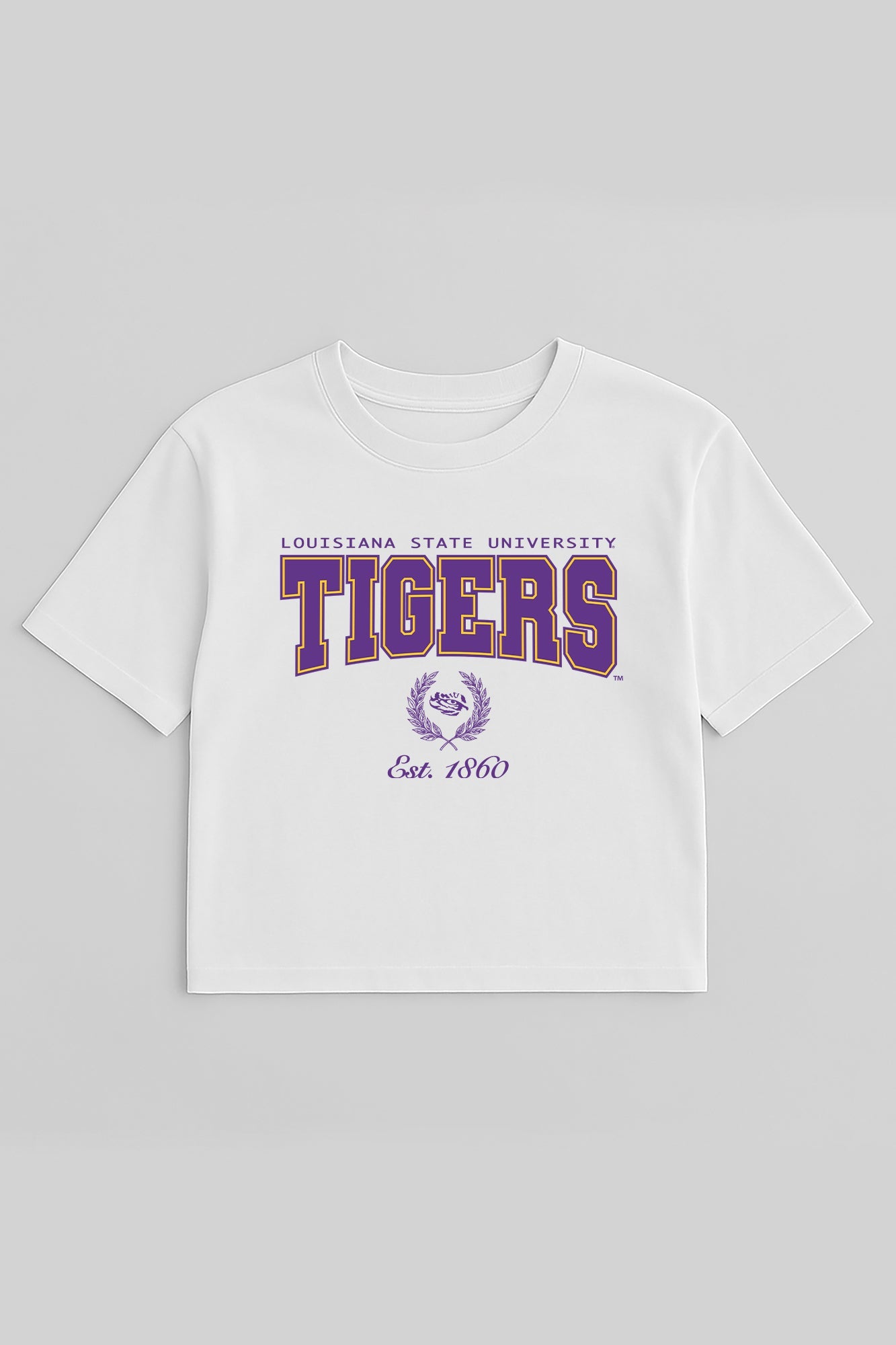 LSU TIGERS EASY WIN BOXY FIT CROP TEE