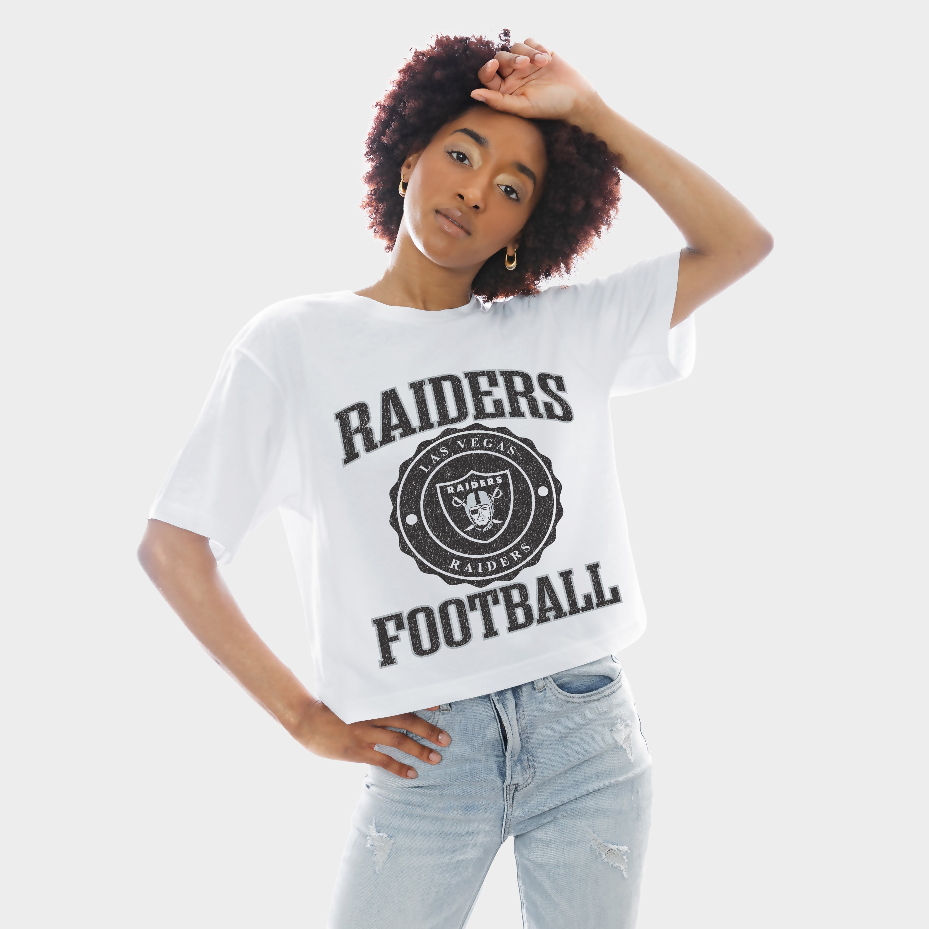 LAS VEGAS RAIDERS RETRO PLAY BOXY FIT CROPPED TEE