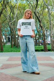 MICHIGAN STATE SPARTANS EASY WIN BOXY FIT CROP TEE