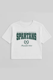 MICHIGAN STATE SPARTANS EASY WIN BOXY FIT CROP TEE