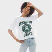 MICHIGAN STATE SPARTANS RETRO PLAY BOXY FIT CROPPED TEE