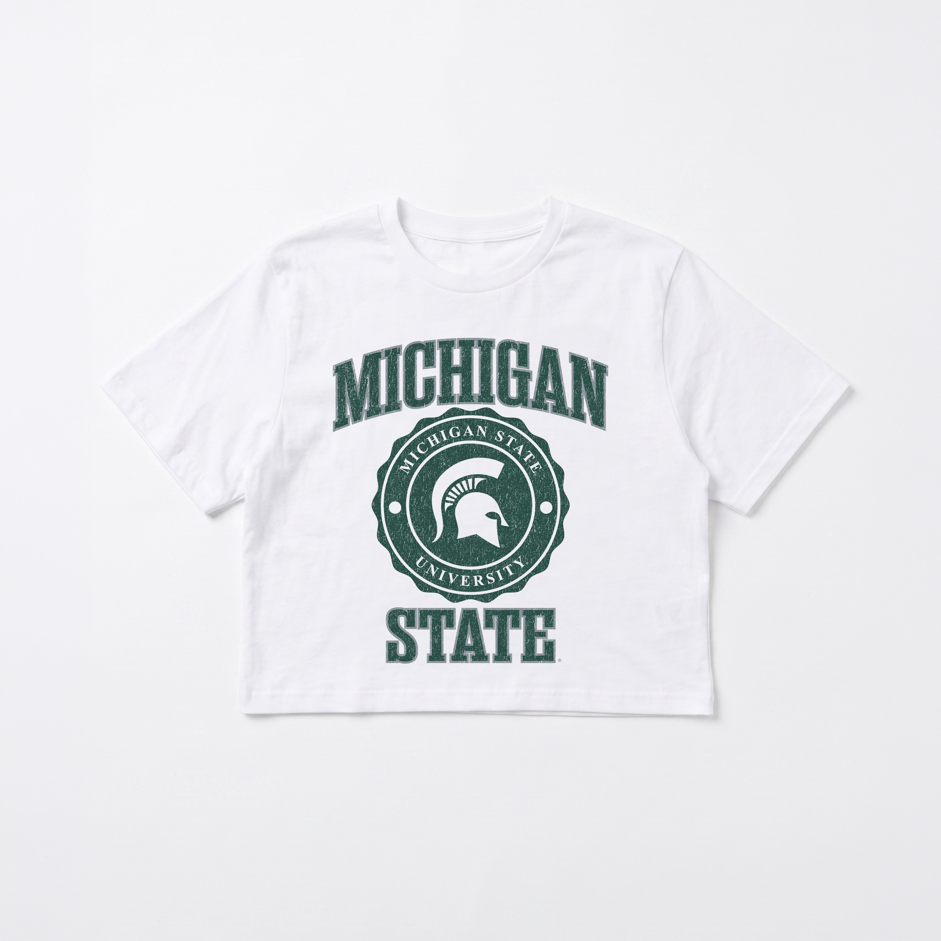 MICHIGAN STATE SPARTANS RETRO PLAY BOXY FIT CROPPED TEE