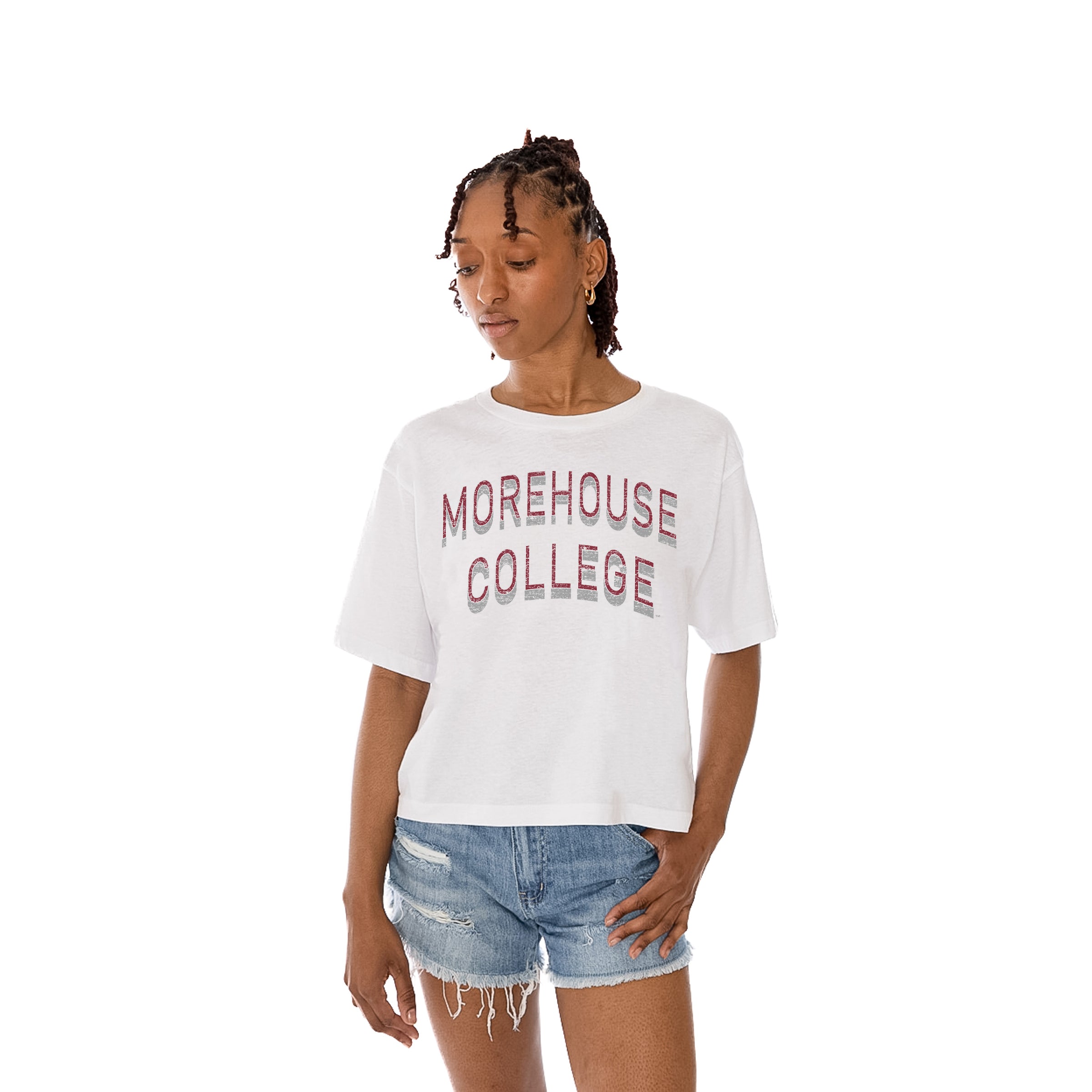 MOREHOUSE MAROON TIGERS Claim To Fame Boxy-Fit Crop Tee