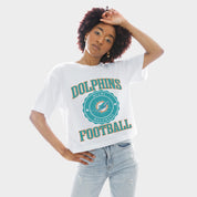 MIAMI DOLPHINS RETRO PLAY BOXY FIT CROPPED TEE