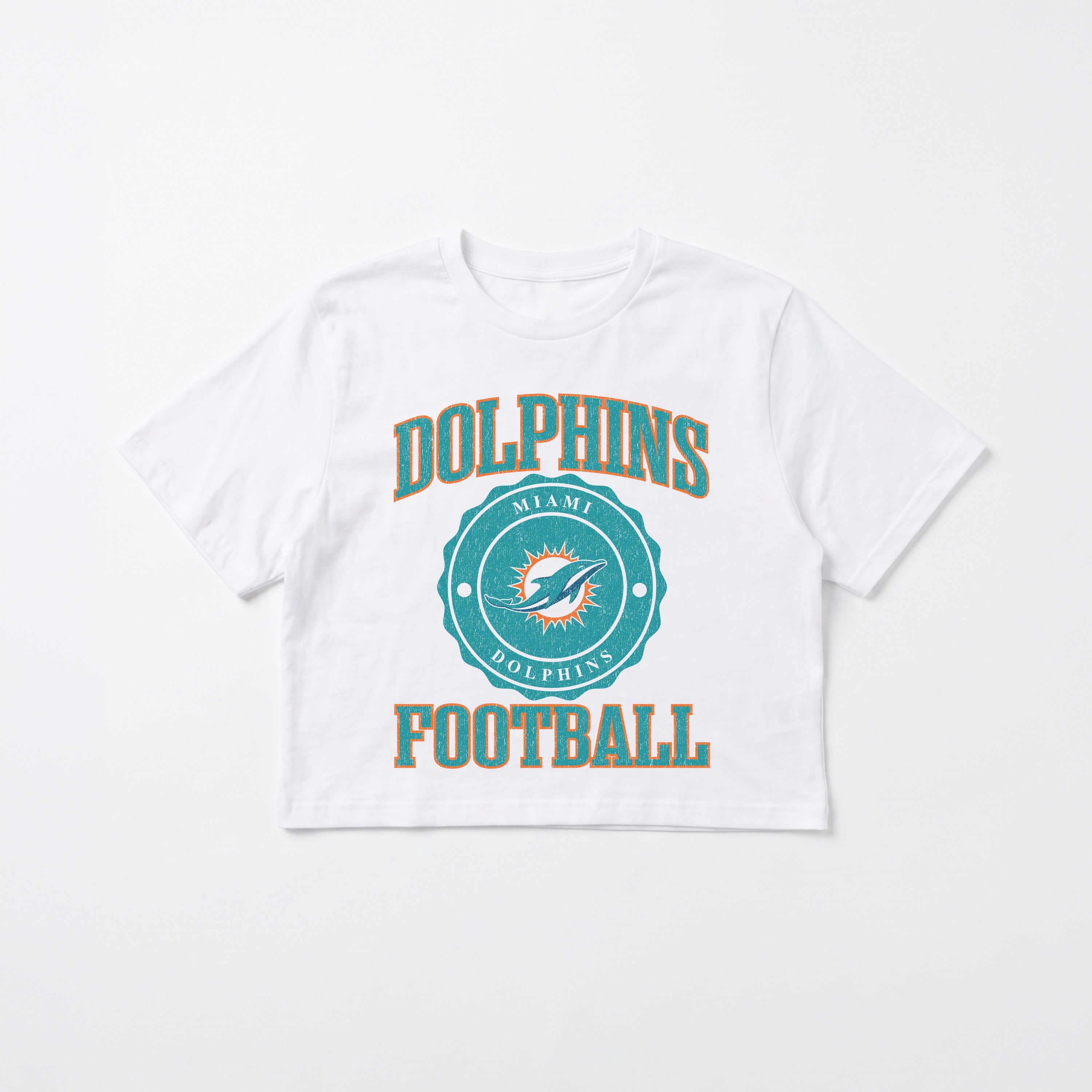 MIAMI DOLPHINS RETRO PLAY BOXY FIT CROPPED TEE