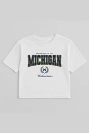 MICHIGAN WOLVERINES EASY WIN BOXY FIT CROP TEE