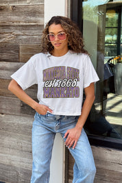 MINNESOTA STATE MANKATO MAVERICKS DEEP ROOTS BOXY FIT WOMEN'S CROPPED TEE