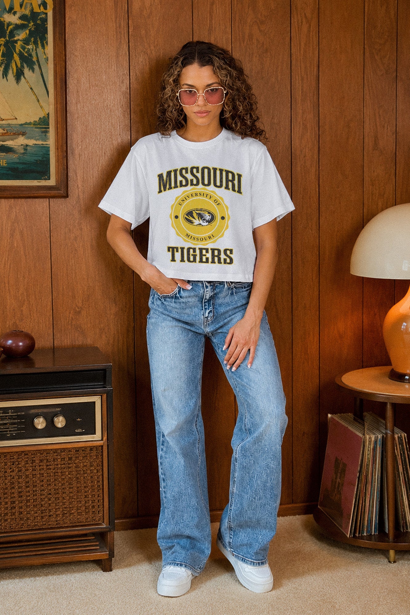 MISSOURI TIGERS RETRO PLAY BOXY FIT CROPPED TEE