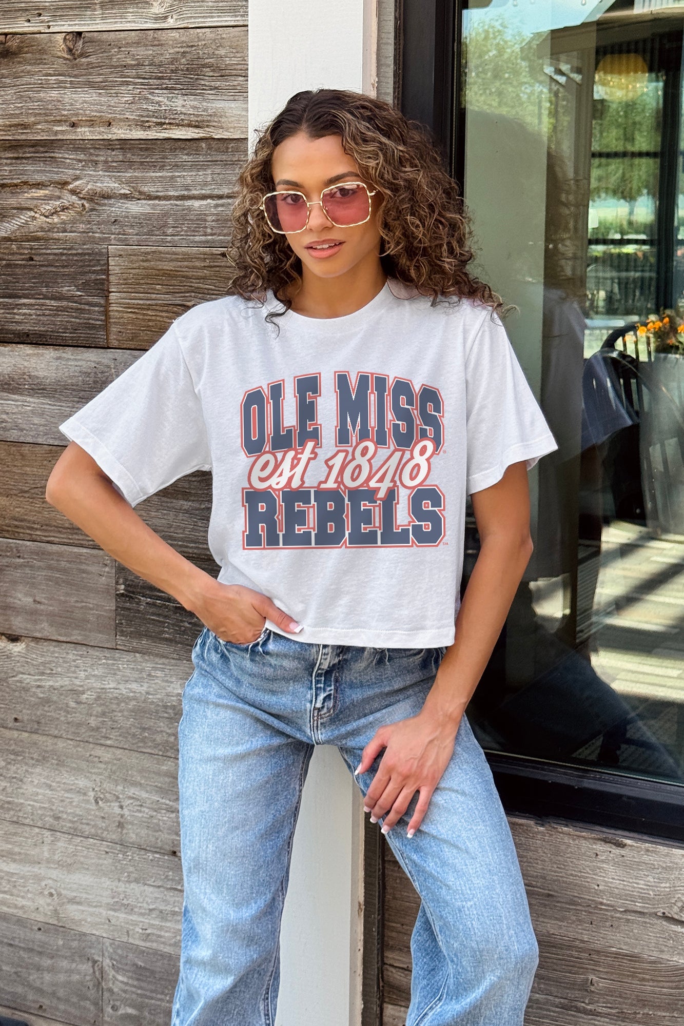 OLE MISS REBELS DEEP ROOTS BOXY FIT WOMEN'S CROPPED TEE
