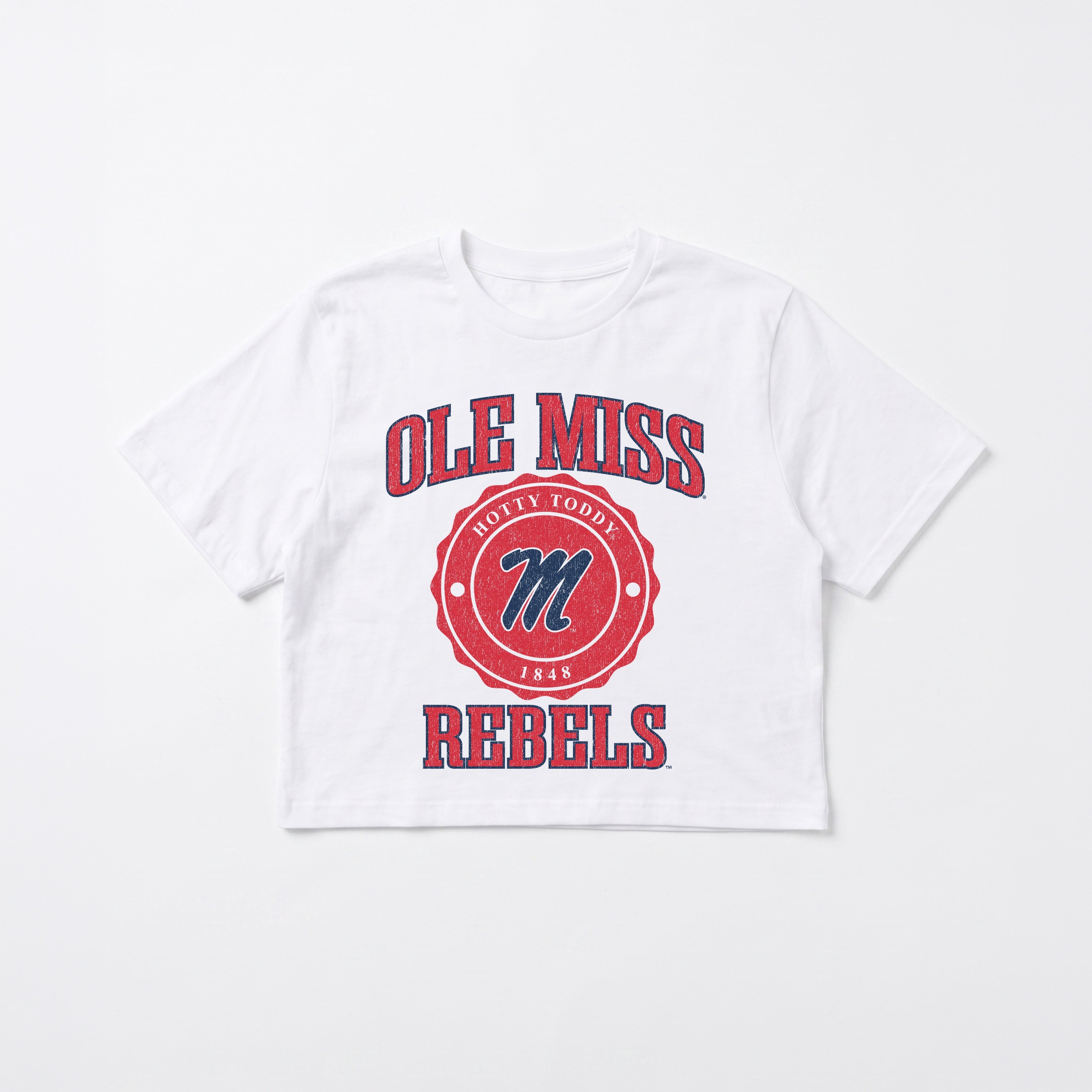 OLE MISS REBELS RETRO PLAY BOXY FIT CROPPED TEE