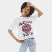 MISSISSIPPI STATE BULLDOGS RETRO PLAY BOXY FIT CROPPED TEE
