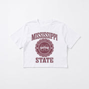 MISSISSIPPI STATE BULLDOGS RETRO PLAY BOXY FIT CROPPED TEE