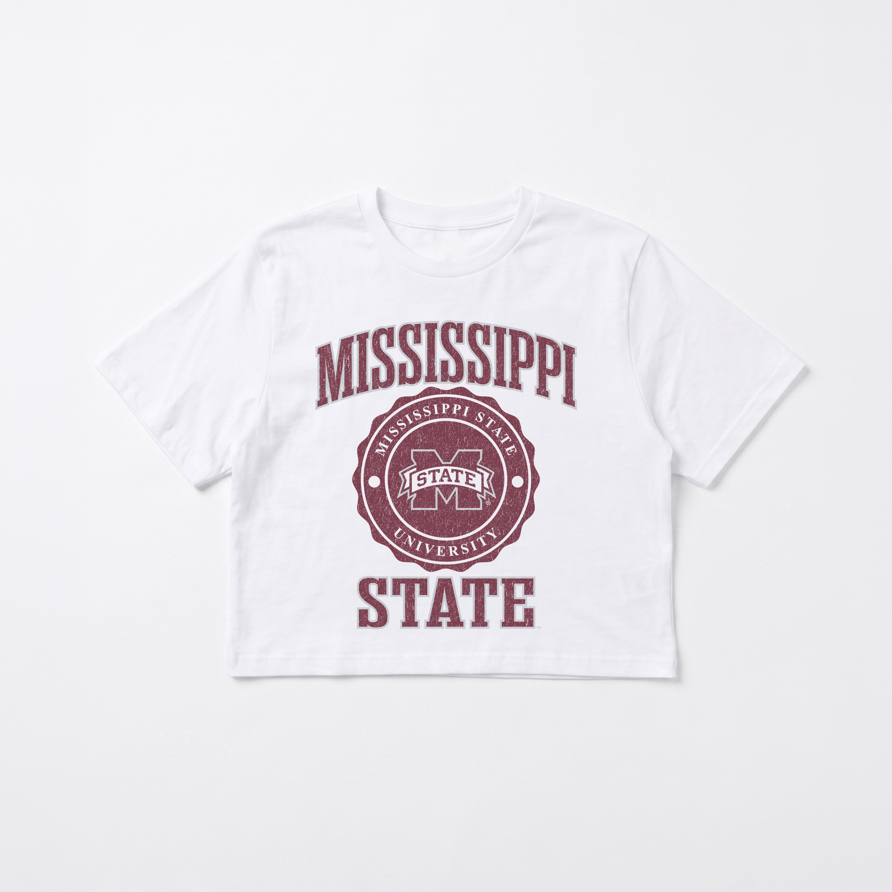 MISSISSIPPI STATE BULLDOGS RETRO PLAY BOXY FIT CROPPED TEE