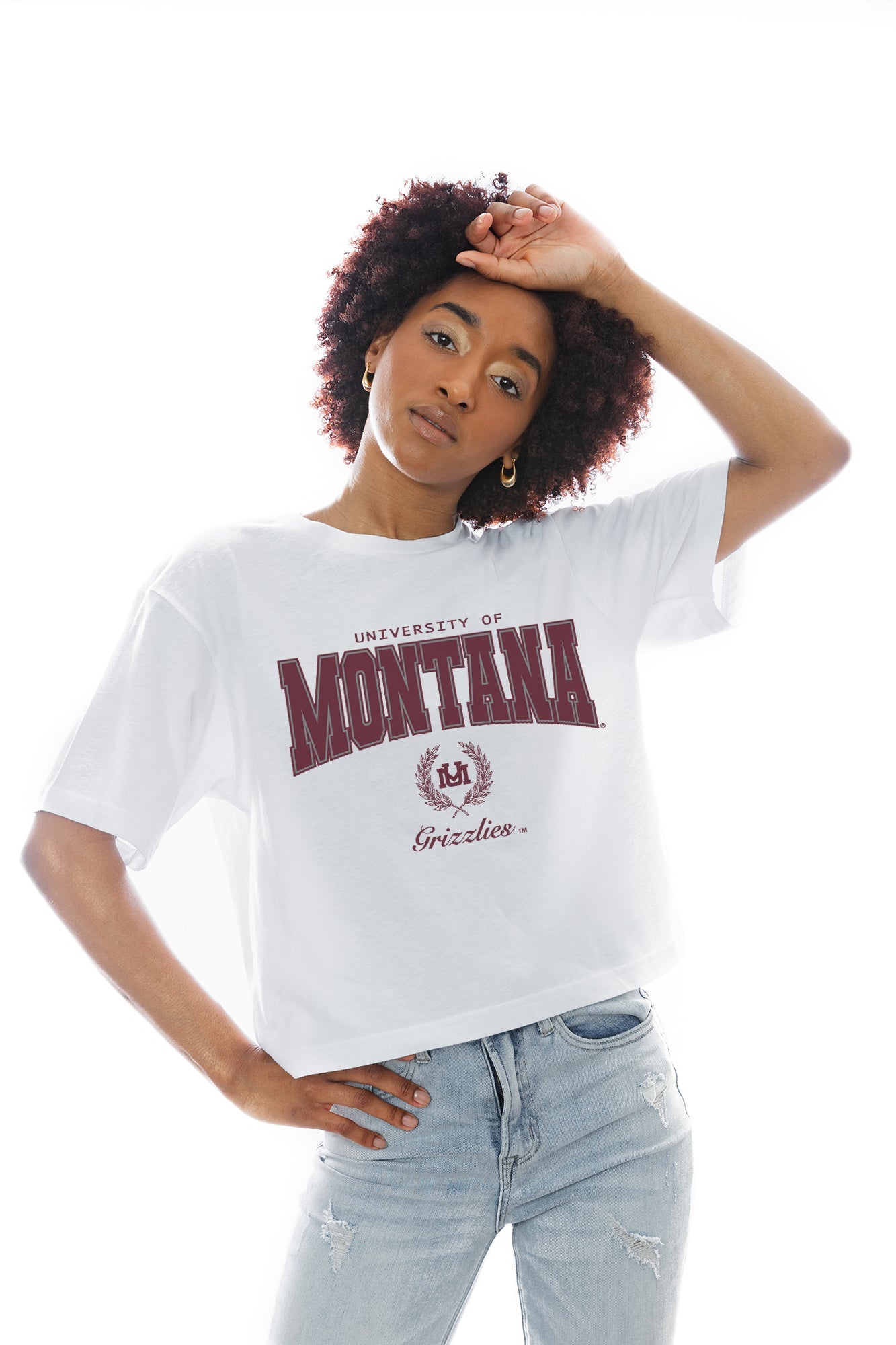 MONTANA GRIZZLIES EASY WIN BOXY FIT CROP TEE