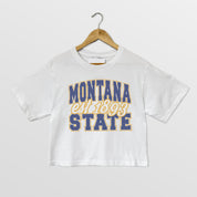 MONTANA STATE BOBCATS DEEP ROOTS BOXY FIT WOMEN'S CROPPED TEE
