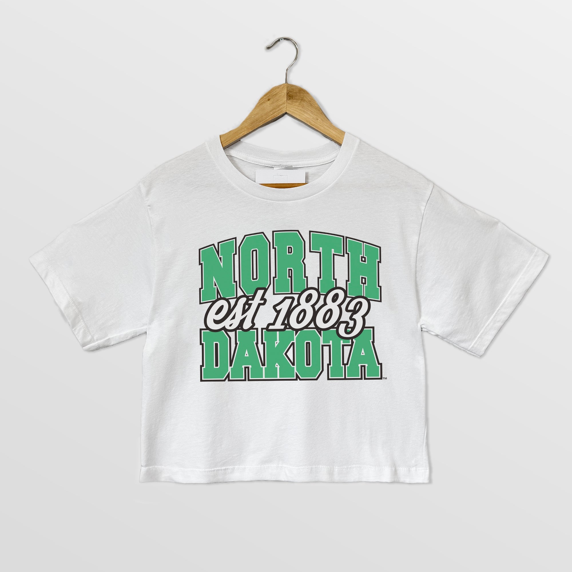NORTH DAKOTA FIGHTING HAWKS DEEP ROOTS BOXY FIT WOMEN'S CROPPED TEE