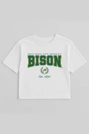 NORTH DAKOTA STATE BISON EASY WIN BOXY FIT CROP TEE