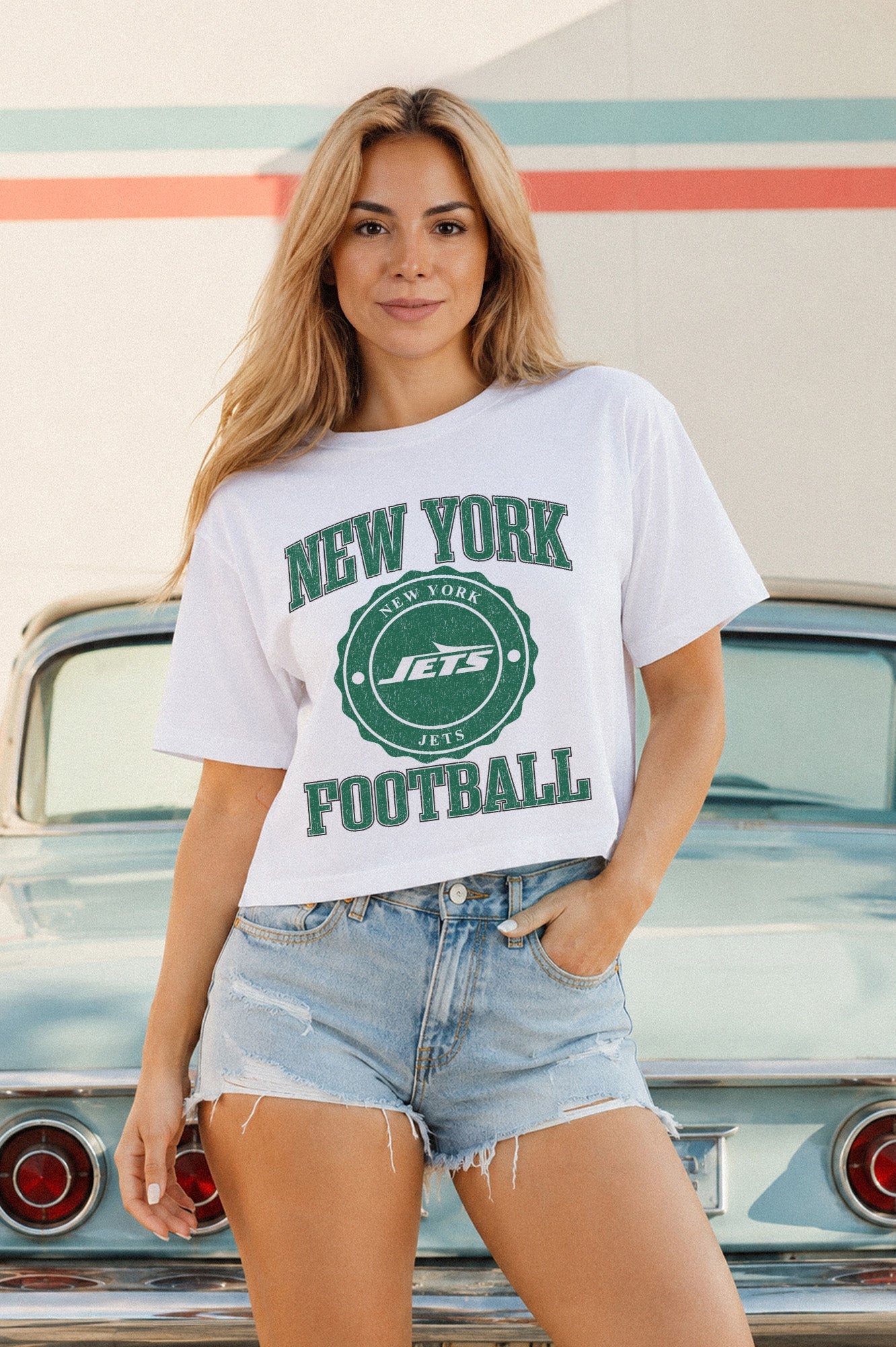 NEW YORK JETS RETRO PLAY BOXY FIT CROPPED TEE