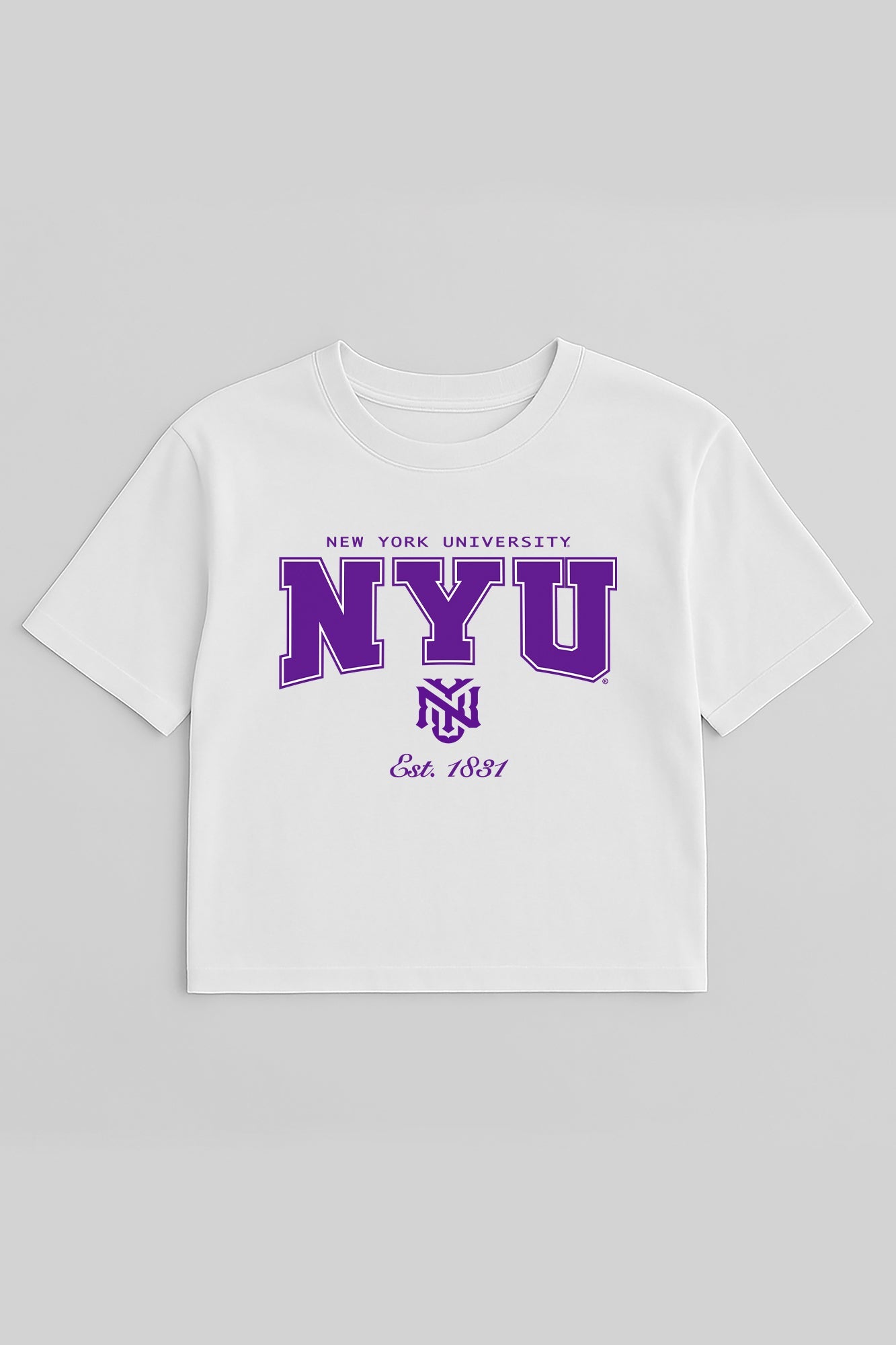 NEW YORK UNIVERSITY VIOLETS EASY WIN BOXY FIT CROP TEE